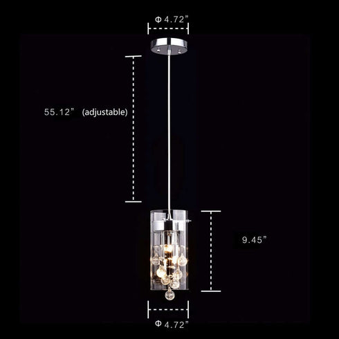 Modern Crystal Pendant Light Mini Glass Cylinder Fixture